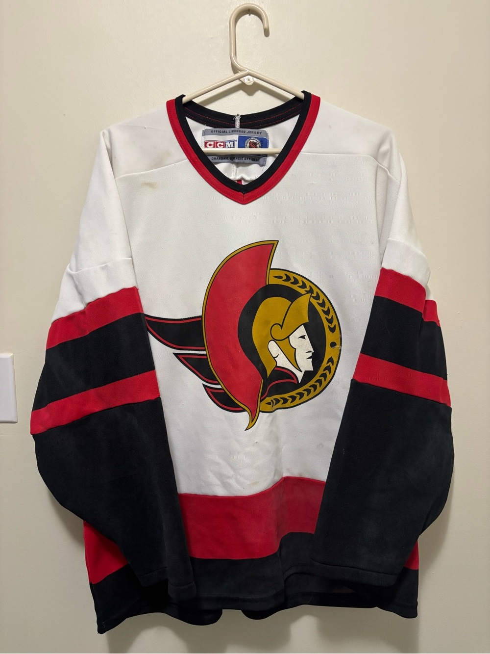 Vintage CCM Ottawa Senators 1990s Away White Replica Hockey Jersey